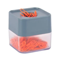 APLI 19927 - Distributeur de trombones magnétique bleu avec 100 trombones orange, collection Neon