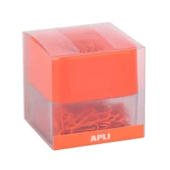 APLI 19926 - Distributeur de trombones magnétique orange avec 100 trombones orange, collection Neon