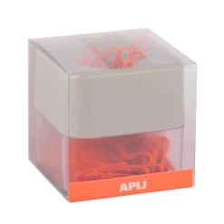 APLI 19925 - Distributeur de trombones magnétique gris avec 100 trombones orange, collection Neon