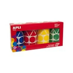 Apli - 4 rouleaux gommettes multiformes - coloris assortis