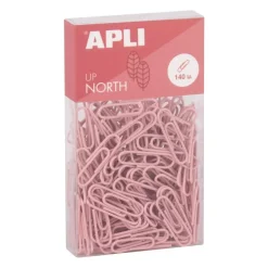 APLI 19980 - Trombones métalliques de bureau 28 mm - 140 unités, rose - collection Up north