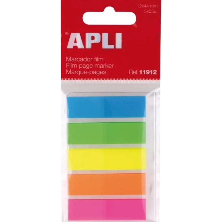 Apli - Marque-pages (Index) - 12 x 45 mm - couleurs assorties