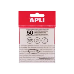 Apli - Notes adhésives - 50 feuilles - 75 x 75 mm - transparentes