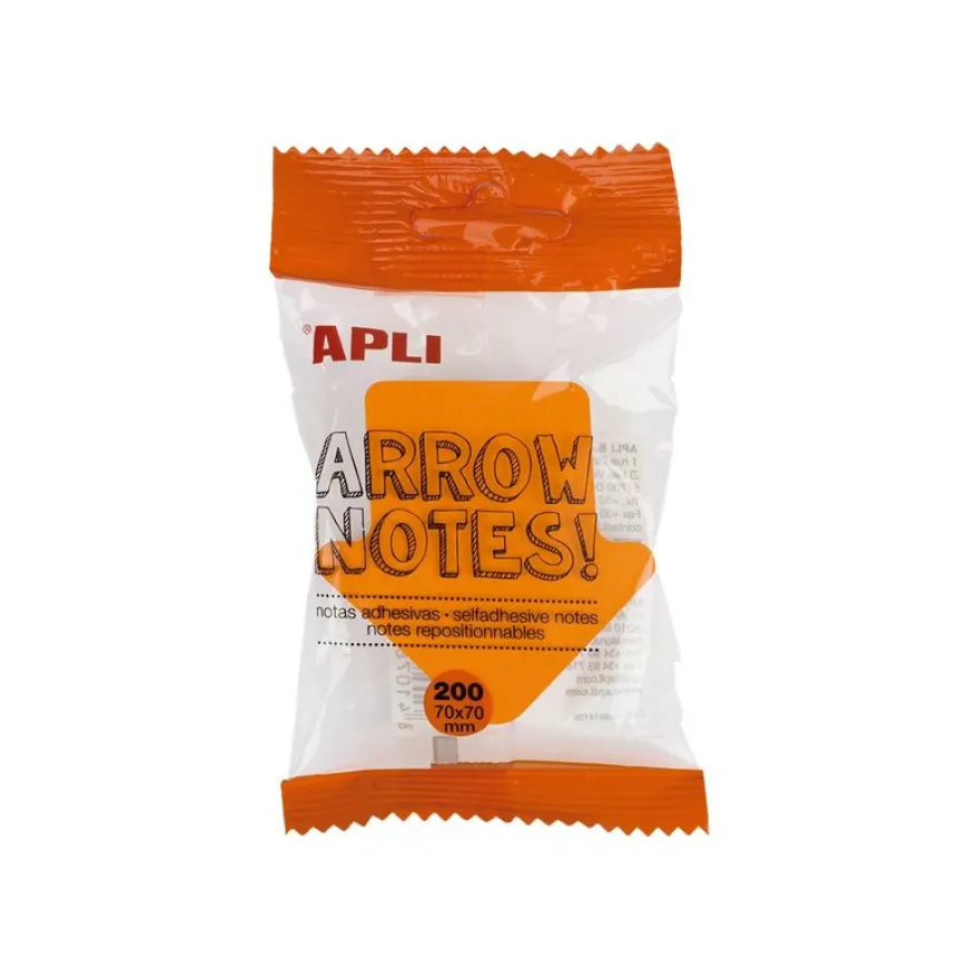 Apli - Notes adhésives flèches 70 x 70 mm - bloc de 200 feuilles couleurs vives