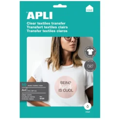 Apli - Papier transfert sur textiles clairs 10 feuilles A4 - Réf. 4128
