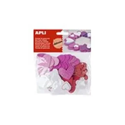 Apli - Sachet de gommettes en mousse - motifs cœurs - blanc, rouge, rose