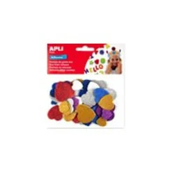 Apli - Sachet de gommettes en mousse - motifs cœurs - couleurs vives