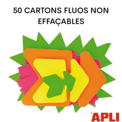 Apli Agipa - 50 Cartons fluos découpés - diamètre 19 cm - jaune, vert, orange, rose