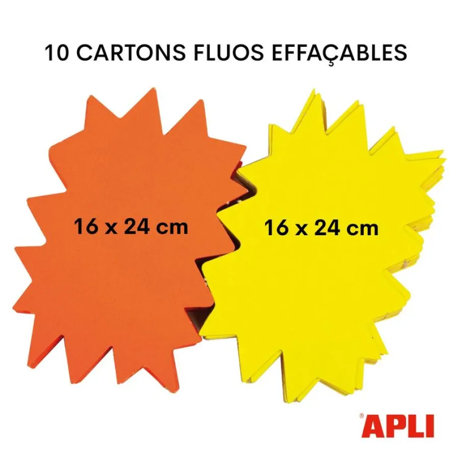 Apli Agipa - 10 éclatés fluo effaçables - jaune/orange - 16 x 24 cm