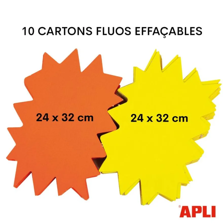 Apli Agipa - 10 éclatés fluo effaçables - jaune/orange - 24 x 32 cm