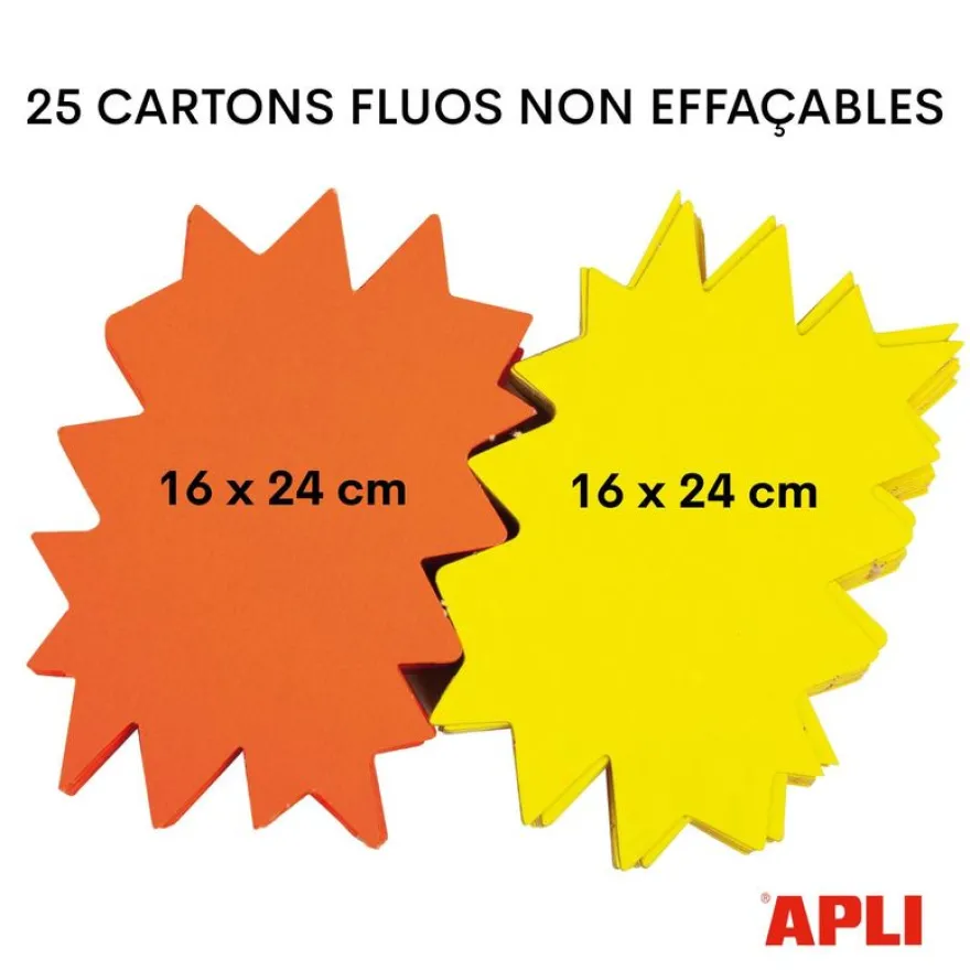 Apli Agipa - 25 éclatés fluo non effaçables - 16 x 24 cm