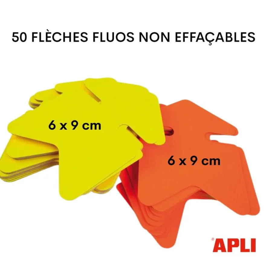 Apli Agipa - 50 flèches fluo non effaçables - jaune/orange - 6 x 9 cm