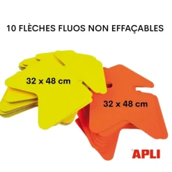 Apli Agipa - 10 flèches fluo non effaçables - jaune/orange - 32 x 48 cm