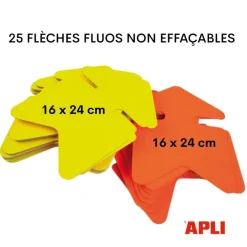 Apli Agipa - 25 flèches fluo non effaçables - jaune/orange - 16 x 24 cm
