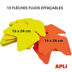 Apli Agipa - 10 flèches fluo effaçables - jaune/orange - 16 x 24 cm