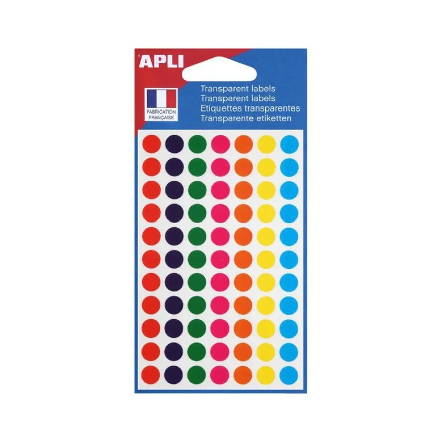 Apli Agipa - 385 Pastilles adhésives en plastique - couleurs assorties - diamètre 8 mm - réf 112839