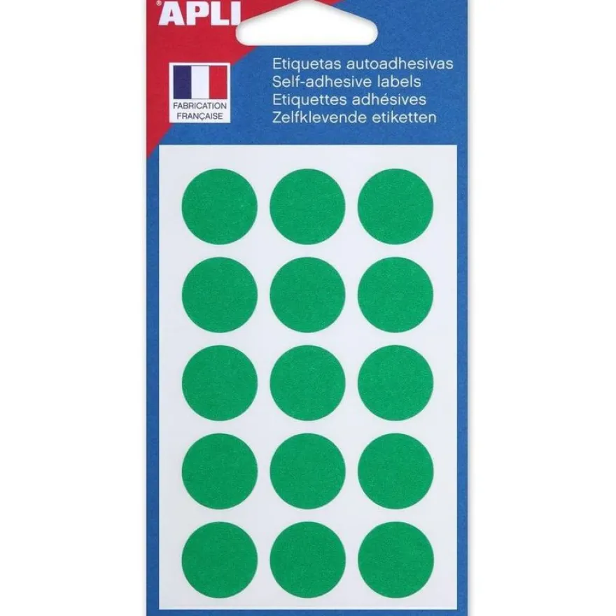 Apli Agipa - 90 Pastilles adhésives - vert - diamètre 19 mm - réf 111965