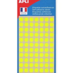 Apli Agipa - 385 Pastilles adhésives - jaune fluo - diamètre 8,5 mm - réf 111852