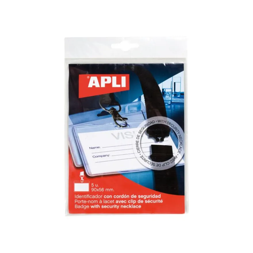 Apli Agipa - 5 Portes-badge de nom - pour 90 x 56 mm - lacet
