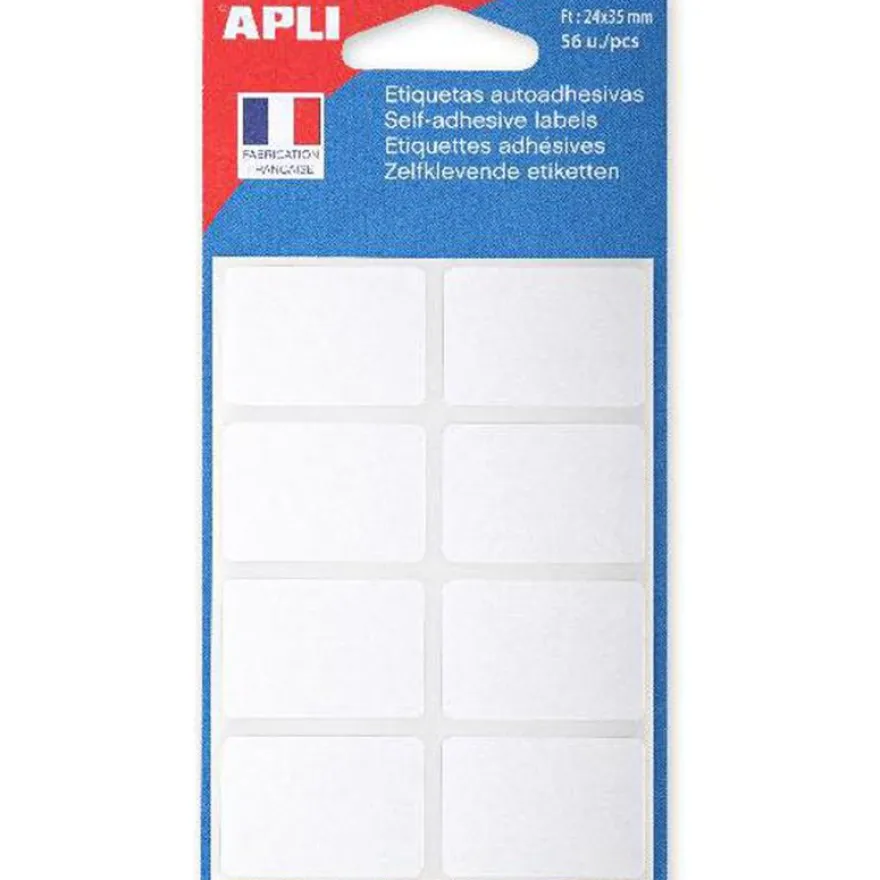 Apli Agipa - 56 Étiquettes adhésives blanches - 24 x 35 mm - réf 111912