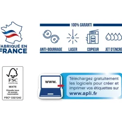 Apli Agipa - 200 Étiquettes adhésives blanches multi-usages - 199,6 x 144,5 mm - coins arrondis - réf 101310