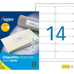 Apli Agipa - 350 Étiquettes adhésives blanches multi-usages - 99,1 x 38,1 mm - coins arrondis - réf 119611