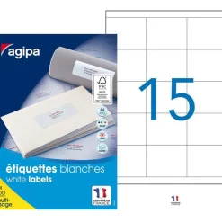 Apli Agipa - 1500 Étiquettes adhésives blanches multi-usages - 70 x 50,8 mm - coins droits - réf 118996