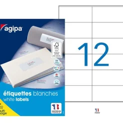 Apli Agipa - 1200 Étiquettes adhésives blanches multi-usages - 105 x 48 mm - coins droits - réf 118998