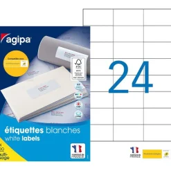 Apli Agipa - 2400 Étiquettes adhésives blanches multi-usages - 70 x 37 mm - coins droits - réf 119015