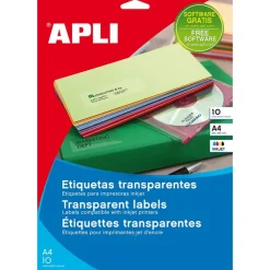 Apli Agipa - 140 Étiquettes adhésives transparentes - 99,1 x 38,1 mm - Impression jet d'encre - coins arrondis - réf 10052