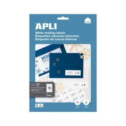 Apli Agipa - 160 Étiquettes adhésives blanches multi-usages - 105 x 37 mm - coins droits - réf 12922
