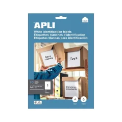 Apli Agipa - 10 Étiquettes adhésives blanches multi-usages - A4 (210 x 297 mm) - coins droits - réf 12917