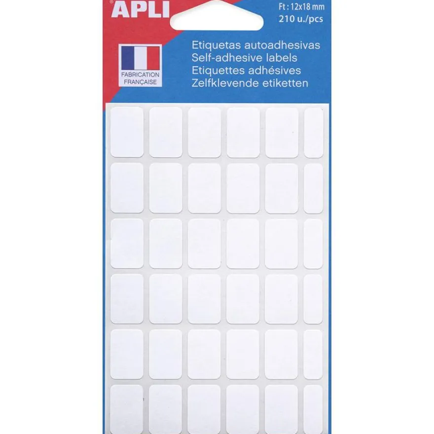 Apli Agipa - 210 Étiquettes adhésives blanches - 12 x 18 mm - réf 111906