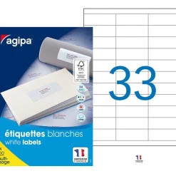 Apli Agipa - 3300 Étiquettes adhésives blanches multi-usages - 70 x 25 mm - coins droits - réf 119007