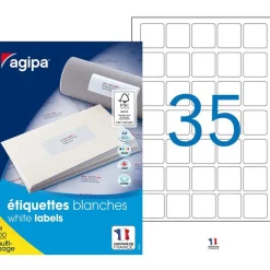 Apli Agipa - 3500 Étiquettes adhésives blanches multi-usages - 35 x 35 mm - coins arrondis - réf 102168