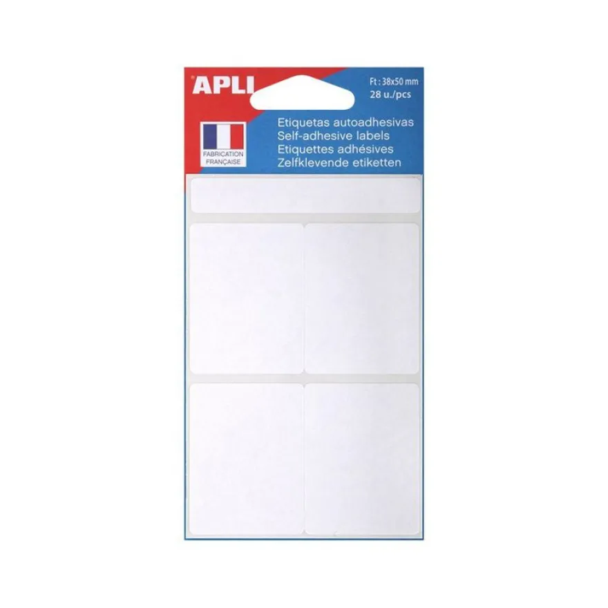 Apli Agipa - 28 Étiquettes adhésives blanches - 38 x 50 mm - réf 111913