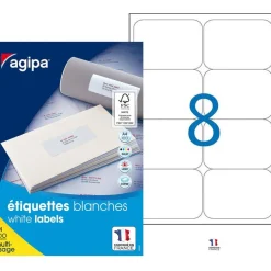 Apli Agipa - 800 Étiquettes adhésives blanches multi-usages - 99,1 x 67,7 mm - coins arrondis - réf 118987
