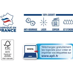 Apli Agipa - 3000 Étiquettes adhésives blanches multi-usages - 70 x 29,7 mm - coins droits - réf 118994