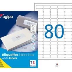 Apli Agipa - 8000 Étiquettes adhésives blanches multi-usages - 35,6 x 16,9 mm - coins arrondis - réf 102163