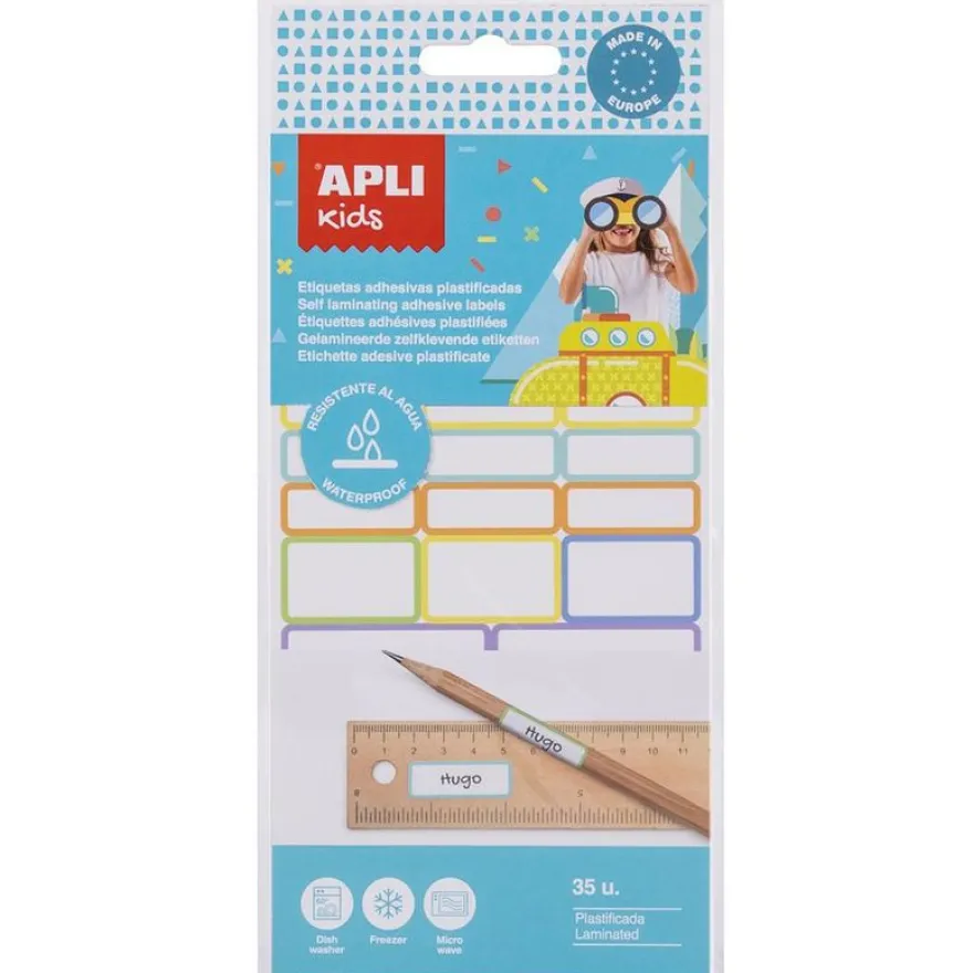 Apli Agipa - 35 Étiquettes adhésives plastifiées - 46 x 10 mm / 31 x 19 mm / 31 x 11 mm