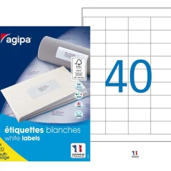 Apli Agipa - 4000 Étiquettes adhésives blanches multi-usages - 48,5 x 25,4 mm - coins droits - réf 118991