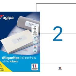 Apli Agipa - 200 Étiquettes adhésives blanches multi-usages - 210 x 148,5 mm - coins droits - réf 119016