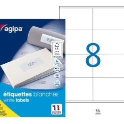 Apli Agipa - 800 Étiquettes adhésives blanches multi-usages - 105 x 70 mm - coins droits - réf 119003