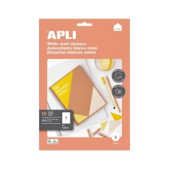 Apli Agipa - 10 Étiquettes blanches A4 - qualité photo mat - réf 18110