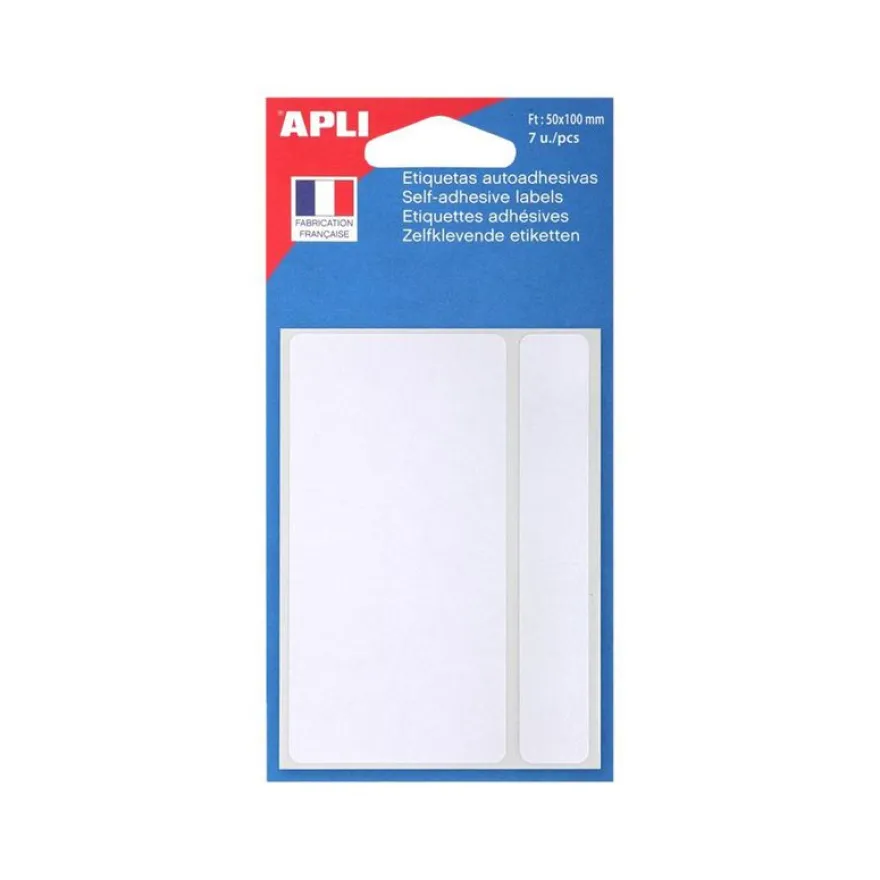 Apli Agipa - 7 étiquettes blanches adhésives - 50 x 100 mm - réf 111928