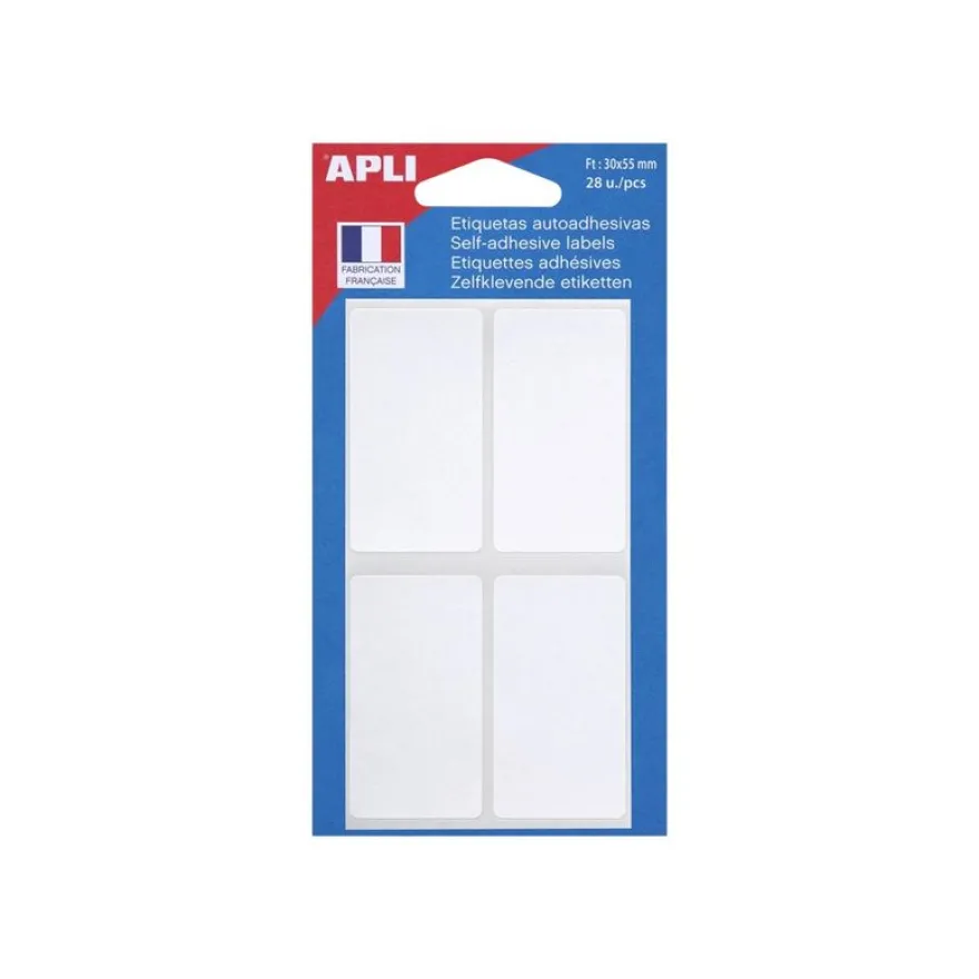 Apli Agipa - 28 Étiquettes blanches multi-usages - 30 x 55 mm - coins arrondis - réf 111925