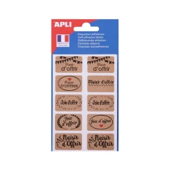 Apli Agipa - 20 Étiquettes cadeau plaisir d'offrir - kraft - 20 x 32 mm