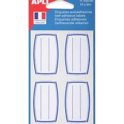 Apli Agipa - 32 Étiquettes scolaires cadre et lignes bleus - 33 x 53 mm - réf 111934