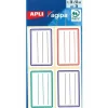 Apli Agipa - 24 Étiquettes scolaires cadre et lignes bleus, rouges, verts - 36 x 56 mm - réf 101096