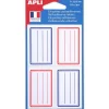 Apli Agipa - 24 Étiquettes scolaires cadre et lignes bleus, rouges - 36 x 56 mm - réf 11278